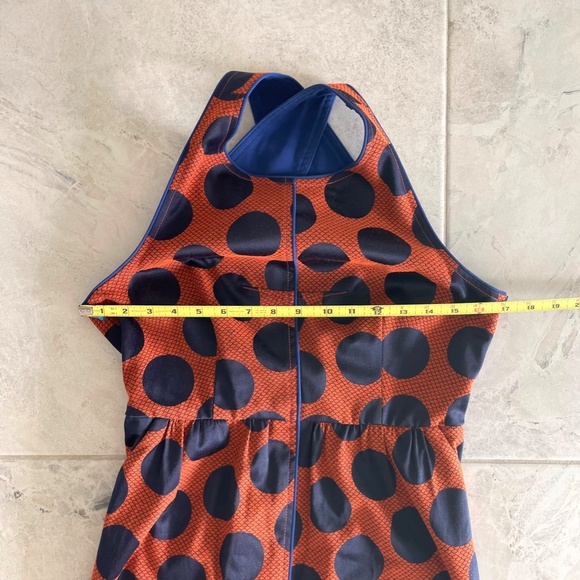 ANTHROPOLOGIE Maeve Dress Rokin Polka Dot Sleeveless Cross-Back Blue Orange Sz 4 - Picture 15 of 16